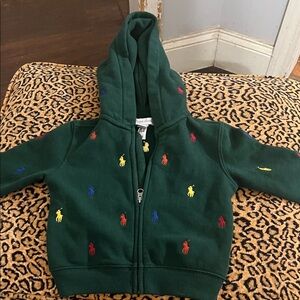 Polo by Ralph Lauren Green Kids Hoodie with Colorful Embroidery